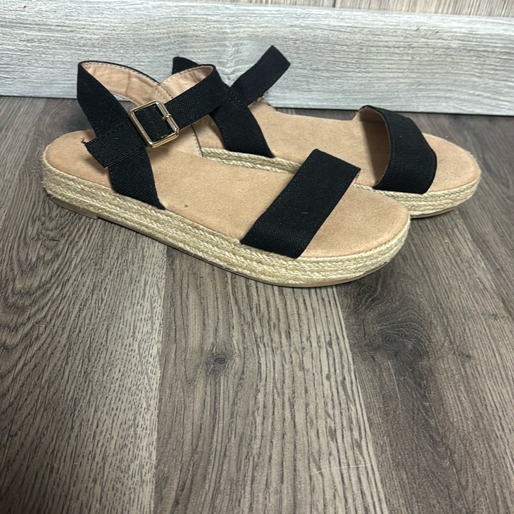 Black Strap Espadrille Sandals